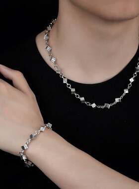 欧美风骰子项链男复古个性手链女锁骨链时尚潮酷项饰简约手饰