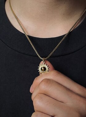 太阳花吊坠潮流项链男小众高级感时尚百搭颈链卫衣链热销饰品