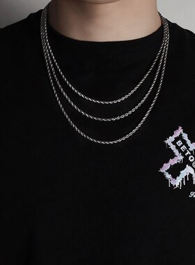 项链男生百搭简约锁骨单链绳钛钢嘻哈小众简约锁骨链不掉色潮百搭