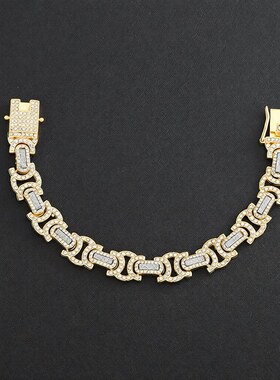 镶钻手链男欧美轻奢风百搭简约古巴链女潮高级感小众爆款配饰饰品