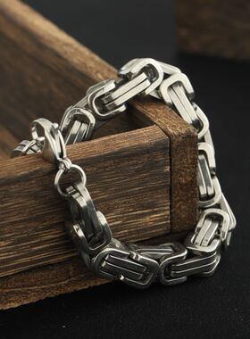 帝王手链男士高级感个性简约链百搭龙骨小众回形链欧美爆款