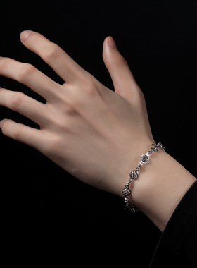 不锈钢拼接空心手链男简约轻奢高级感手环女潮流时尚百搭饰品