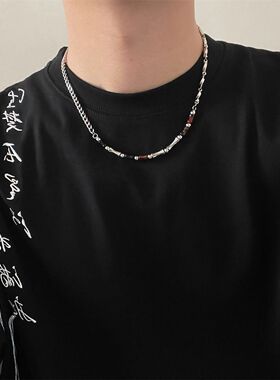 竹节钛钢拼接项链男潮小众设计感轻奢不掉色配饰高级感锁骨链饰品