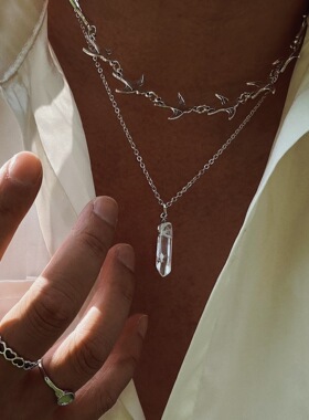 欧美男士小众设计感飞鸟双层叠戴项链冷淡风吊坠点缀个性配饰