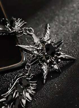 六芒星双层项链男羽翼高级感钛钢不掉色配饰女简约百搭个性风饰品