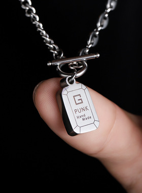 欧美潮流不锈钢项链嘻哈个性ins网红锁骨链hiphop吊坠毛