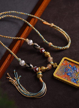 藏式手搓棉绳挂脖吊坠项链绳民族风唐卡佛牌文玩绳手工配挂绳批发