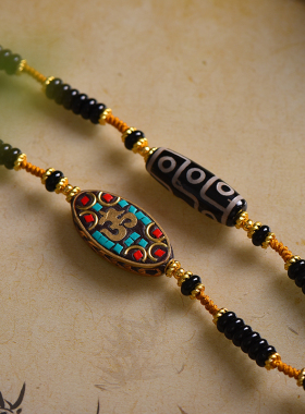 藏式玛瑙天珠佛牌链子唐卡挂绳