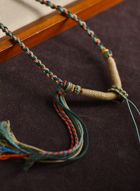 藏式手搓棉线吊坠挂绳蜜蜡唐卡佛牌项链绳子手工编织民族风配挂绳