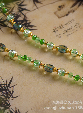 手工串珠项链雕刻面可拆卸万能唐卡佛牌吊坠绳时尚清新挂脖挂饰品