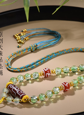 藏式手工编织项链绳毛衣链女可挂水晶蜜蜡黄金玉佛唐卡吊坠链批发