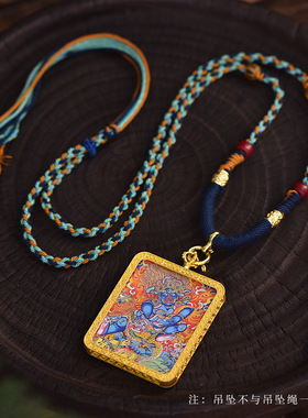 藏式唐卡吊坠挂绳手工编织手搓棉项链文玩蜜蜡挂脖绳精工高档配绳