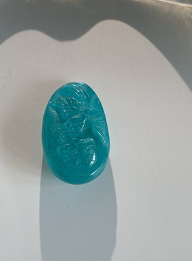 收藏极老矿料无酸洗烤色 新疆浓色天河石水滴花牌吊坠 高冰浓色