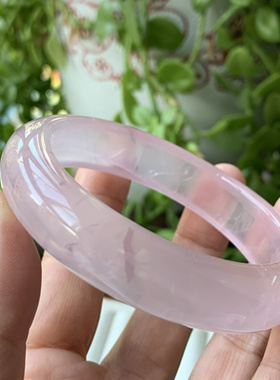亏清 59mm 色粉天然莫桑比克粉晶手镯樱花粉芙蓉粉晶 60.7g