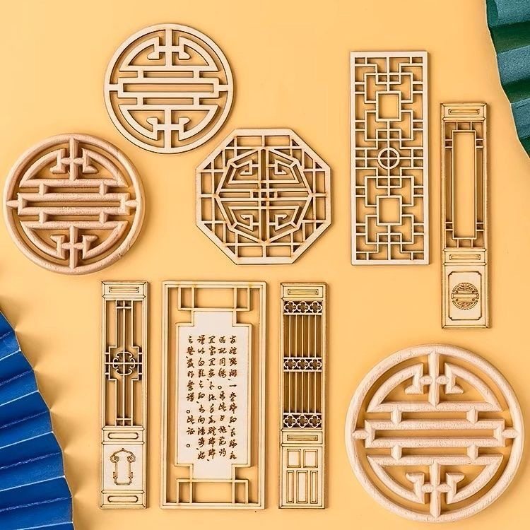 新中式古风屏风木质蛋糕装饰插件周岁配件杯垫碗垫diy母亲节摆件,淘宝优惠券,粉丝福利购,淘宝优惠卷