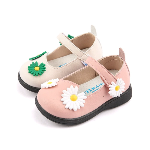 Туфли для принцессы, нескользящая детская обувь для раннего возраста, в цветочек, 1-5 лет, мягкая подошва