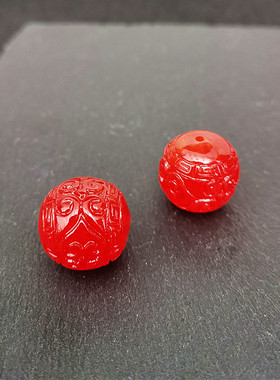 转运珠红色蜜蜡散珠回纹珠吊坠