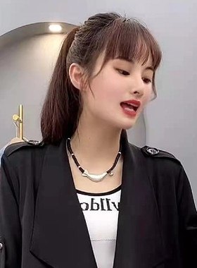 民族风复古做旧银锁骨链手工弯管