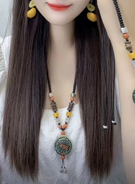 西藏天眼毛衣链异域风情唐卡项链