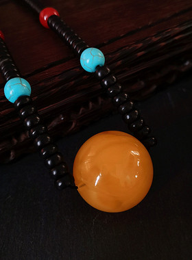 抖音网红黄蜜蜡鸡油黄项链