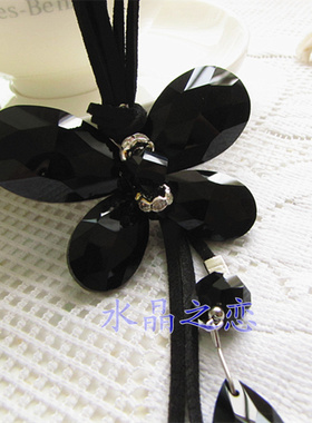 韩国水晶蝴蝶绳装饰女闪亮项链