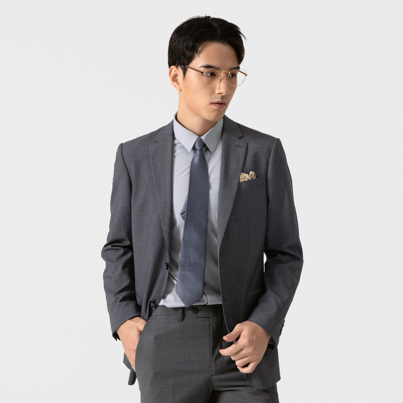 红豆西装套装男23春季商务正装结婚羊毛外套职业装休闲西服两件套
