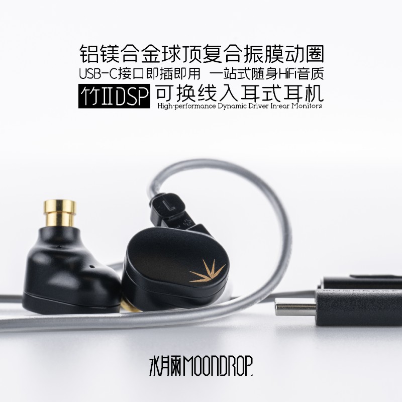 水月雨竹2 DSP解码铝镁振膜可换线HiFi带麦有线可调音TypeC耳机-图0