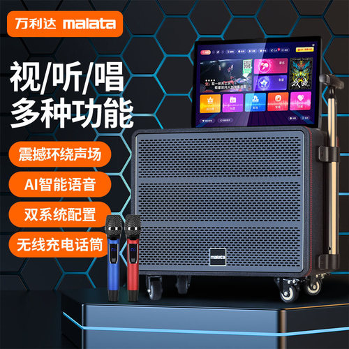 万利达户外k歌音响带显示屏点歌卡拉ok一体机家庭ktv音箱套装移动 - 图0
