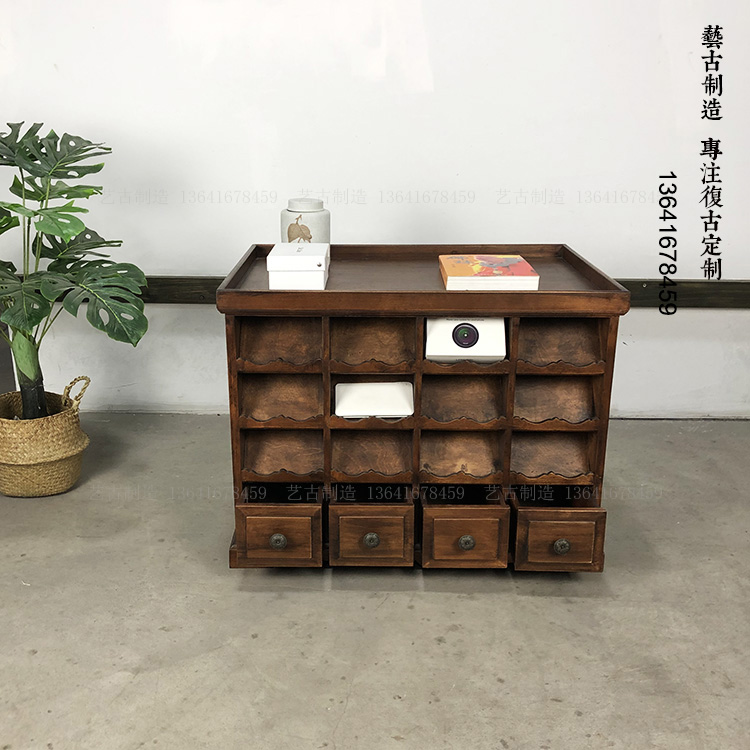 实木多功能杂物收集整理展示小柜商场饰品展柜斗柜做旧复古小中岛-图2