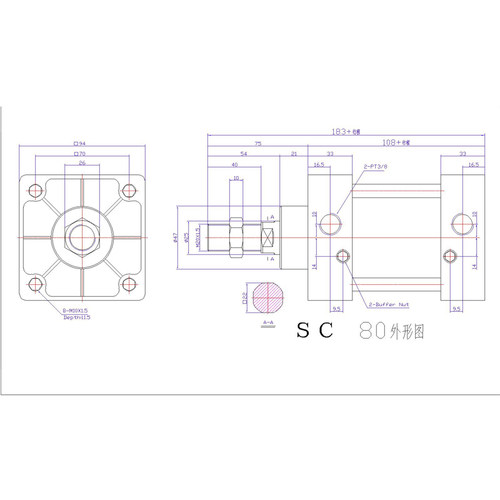 SC标准气缸SC80X25X50X75X100X125X150X175X200/300/400/500 - 图0