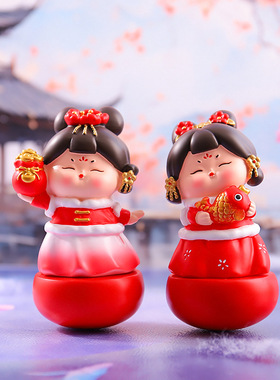 抖音热卖国潮风张灯结彩唐仕女摆件家居复古装饰新年节日礼品批发