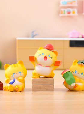 新款橘猫打工记盲盒小红书热卖创意办公桌面摆件家居装饰礼物批发