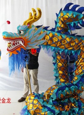 银色花边9节牛津布红烫金龙 舞龙灯舞龙表演道具 舞狮耍龙龙头