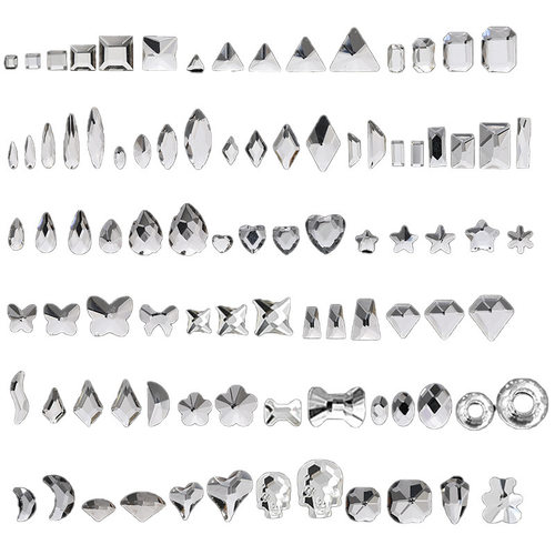 平底异形钻美甲饰品爆闪透白菱形迷你水滴爱心方钻马眼钻指甲配饰 - 图3