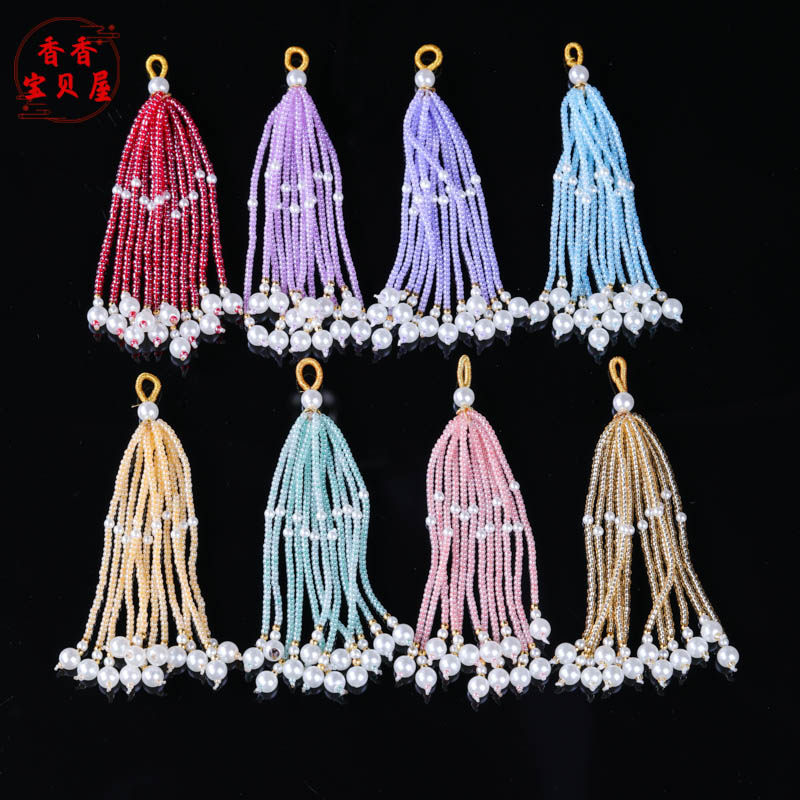 手工编织水晶石流苏珍珠饰品 diy古风手串包包压襟配件高质感吊坠,淘宝优惠券,粉丝福利购,淘宝优惠卷