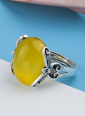 南红绿松石蜜蜡复古款风戒指空托