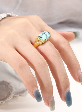 复古祥云戒指空托男马鞍方形戒托