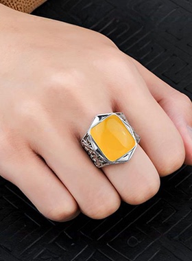 镶嵌蜜蜡戒托绿松石戒指空托配件