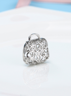 纯银宝石镶嵌蜜蜡可放吊坠空托