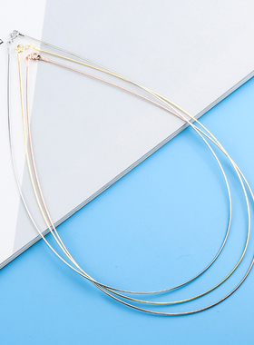 S925纯银项链银链子 1.0软项圈 短项链珍珠链锁骨链蛇骨链线圈