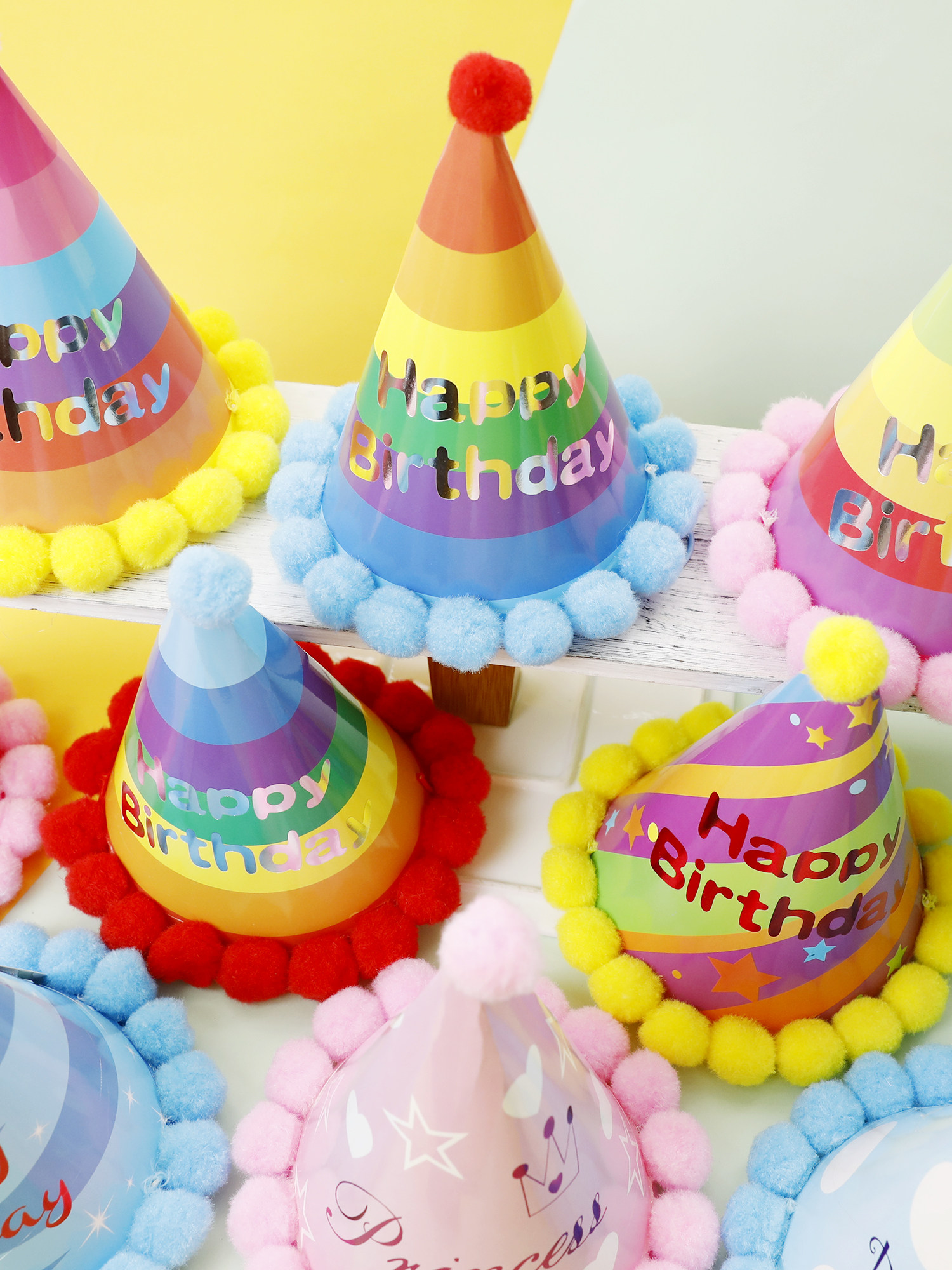 网红儿童成人生日帽眼镜派对毛球帽子绒球帽宝宝周岁男孩女孩装扮,淘宝优惠券,粉丝福利购,淘宝优惠卷