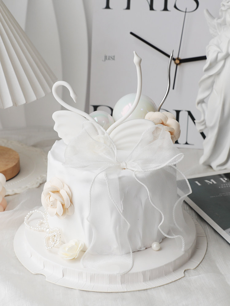 烘焙蛋糕装饰摆件软胶黑白天鹅七夕情人节蝴蝶结花朵生日派对插件,淘宝优惠券,粉丝福利购,淘宝优惠卷