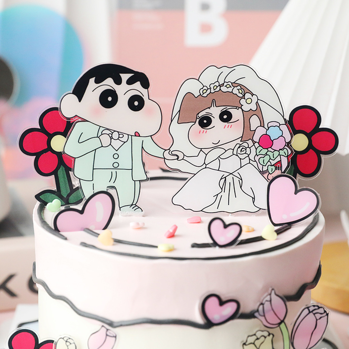 网红蜡笔小新蛋糕装饰摆件插卡求婚订婚宴主题甜品台布置烘焙装扮,淘宝优惠券,粉丝福利购,淘宝优惠卷