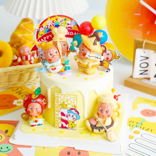 包邮星星人星仔卡通摆件网红生日蛋糕装饰蜡烛厨师恐龙儿童插件 - 图0