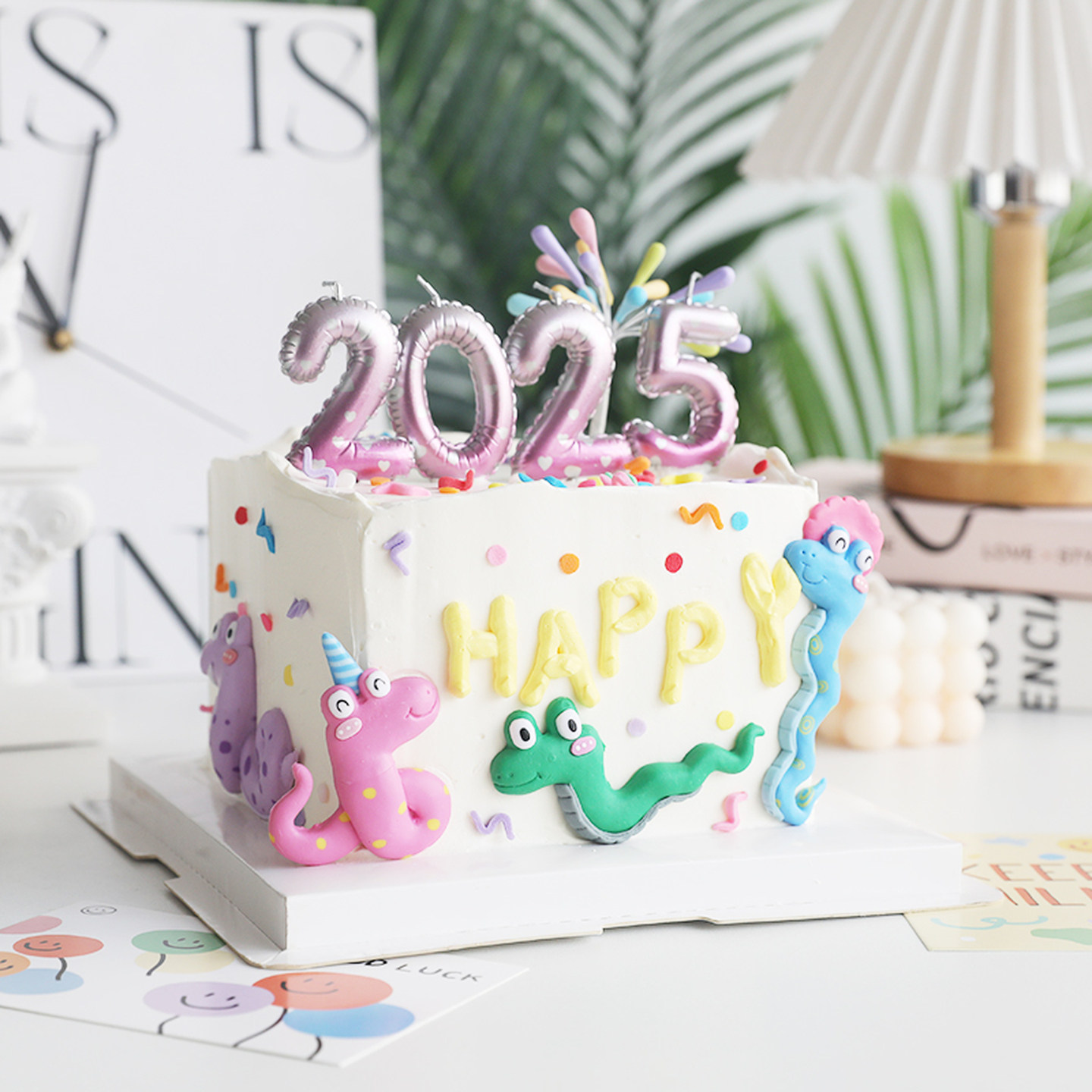 2025网红跨年新年蛇宝宝元旦烘焙蛋糕装饰摆件卡通蛇礼花火花插件,淘宝优惠券,粉丝福利购,淘宝优惠卷