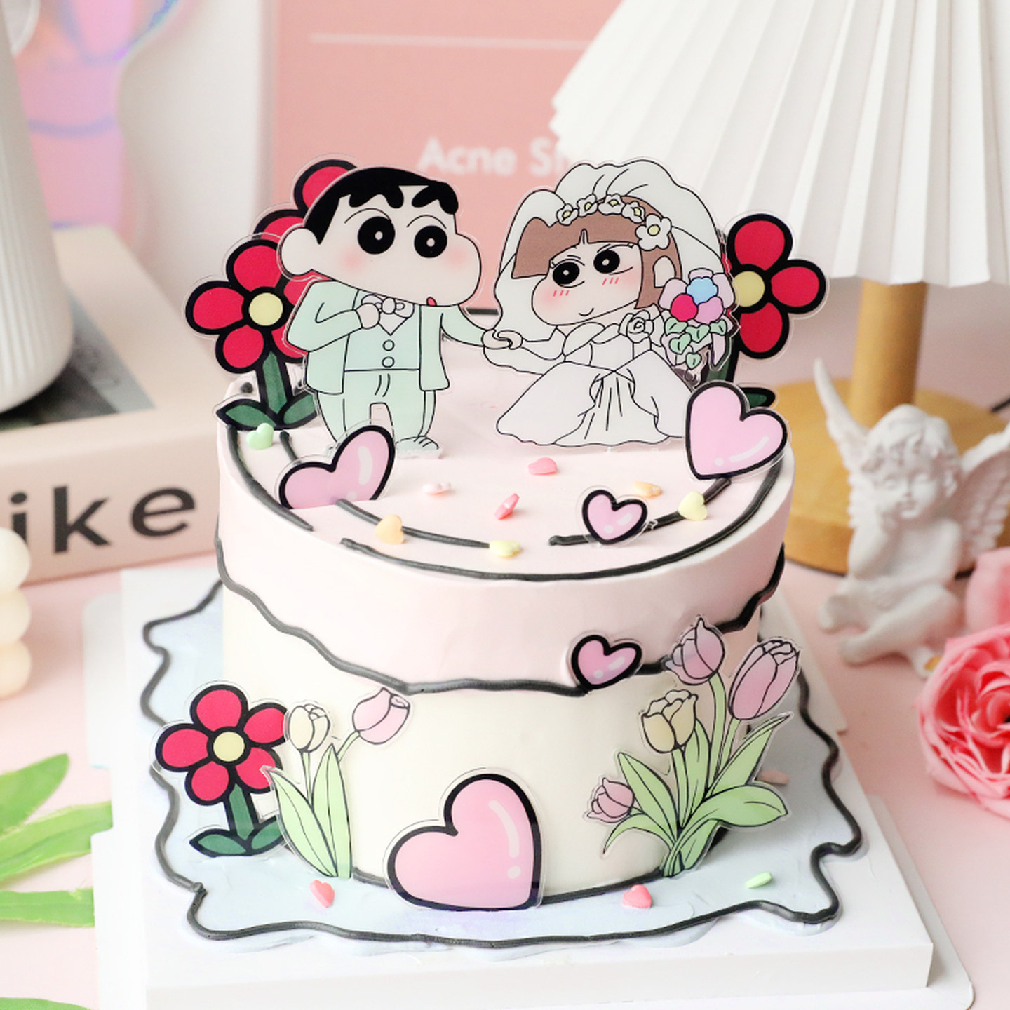 网红蜡笔小新蛋糕装饰摆件插卡求婚订婚宴主题甜品台布置烘焙装扮,淘宝优惠券,粉丝福利购,淘宝优惠卷