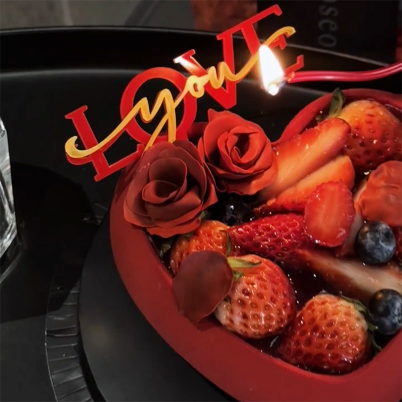 包邮214情人节ins风网红烘焙蛋糕装饰插牌亚克力loveyou告白插件