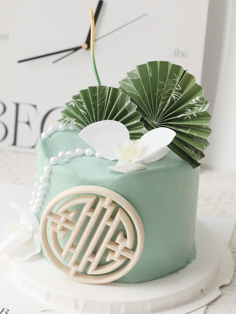 烘焙蛋糕装饰摆件绿色系国风折扇木制屏风生日派对中式甜品插件,淘宝优惠券,粉丝福利购,淘宝优惠卷