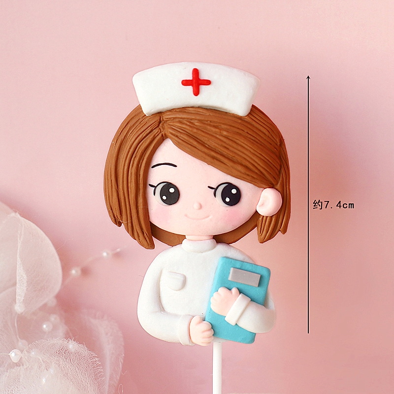 医师节护士节网红烘焙蛋糕装饰摆件白衣天使护士医生花束插件插牌 - 图2
