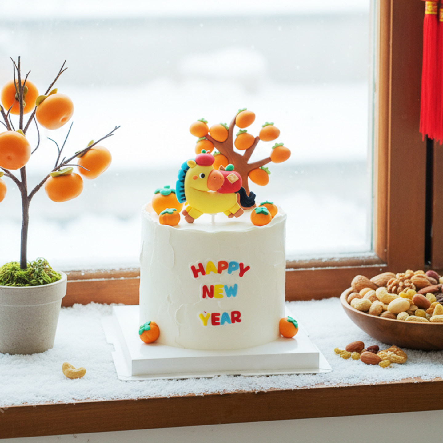 网红烘焙马宝宝新年生日平安大吉装饰摆件蛋糕软陶柿子树甜品插件,淘宝优惠券,粉丝福利购,淘宝优惠卷